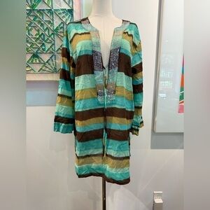 Green and Brown Relaxed Swim Coverup